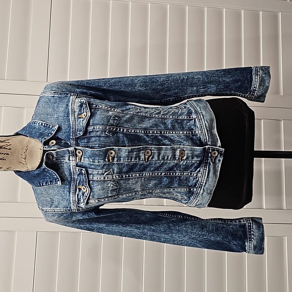 Big Star Jean Jacket Size Small Stretch Cotton Blend Denim Button Front Pockets